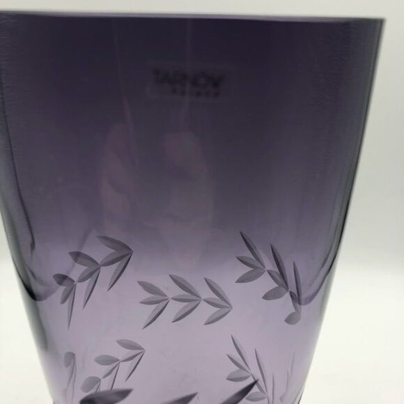 Tarnow Poland Purple Floral Etched Glass Vase Weight Bottom - Picture 9 of 12